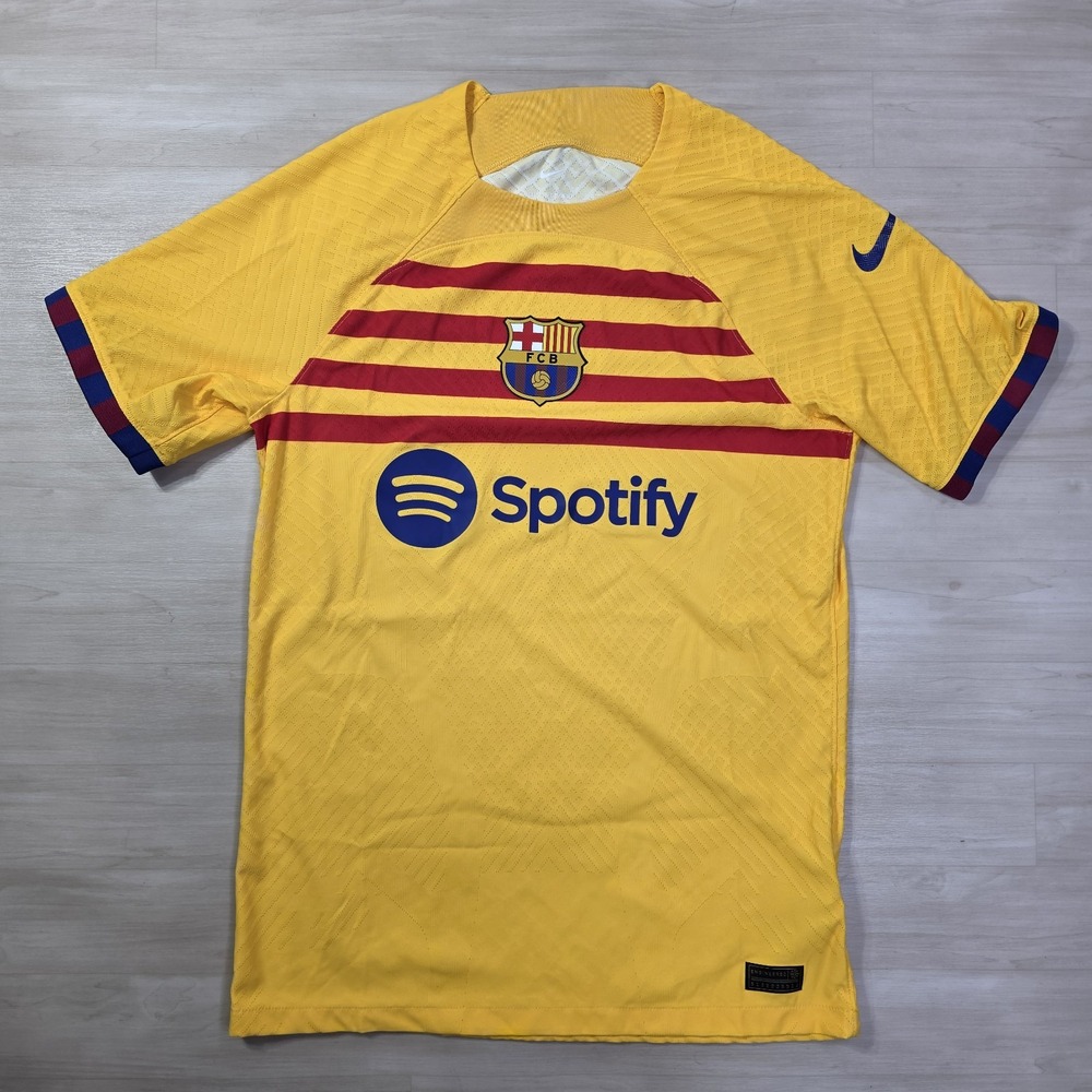 Nike 2023 / 2024 Barcelona Soccer Fourth 4th Jersey Yellow Spotify Size Small